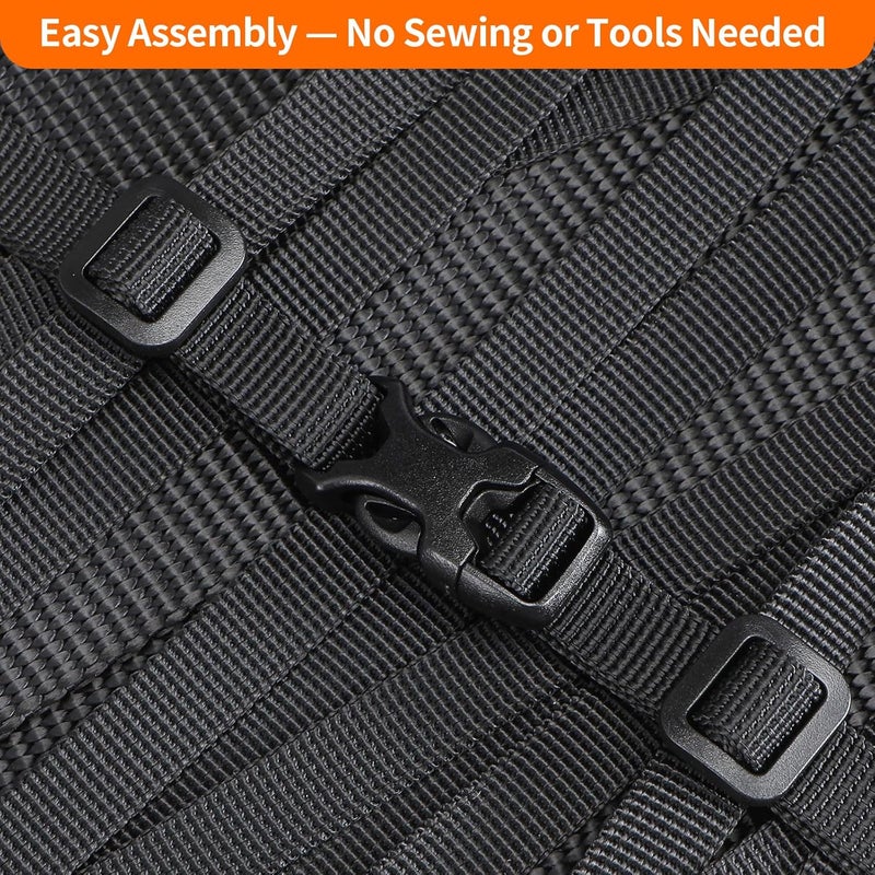 BEYOURD Buckle and Strap Set 3/8", 10 Yards Webbing Strap, 10-Pack Dual Adjustable Side Release Plastic Buckles, 20 Tri-Glide Slider Clips, Black (3/8 Inch Combo Set) - Image 2